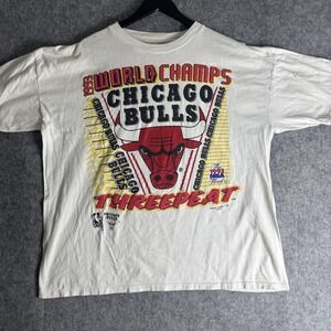 Vintage Chicago Bulls Shirt Mens 2XL NBA Basketball Threepeat Finals‎ 90s Tee